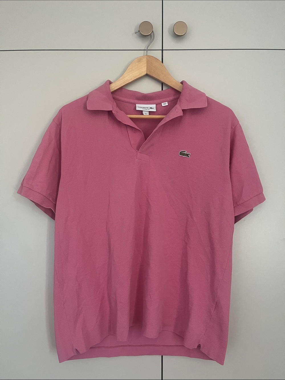 Lacoste Men's Rose Pink Polo Shirt with Crocodile Logo